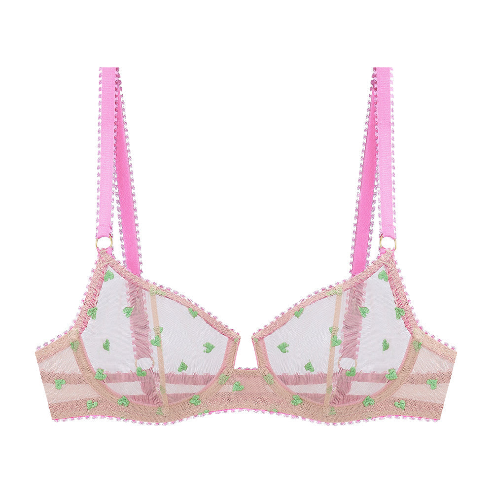 【 griguri 】border monster bra Dora Larsen |Bessie Heart Embroidery Underwire Bra