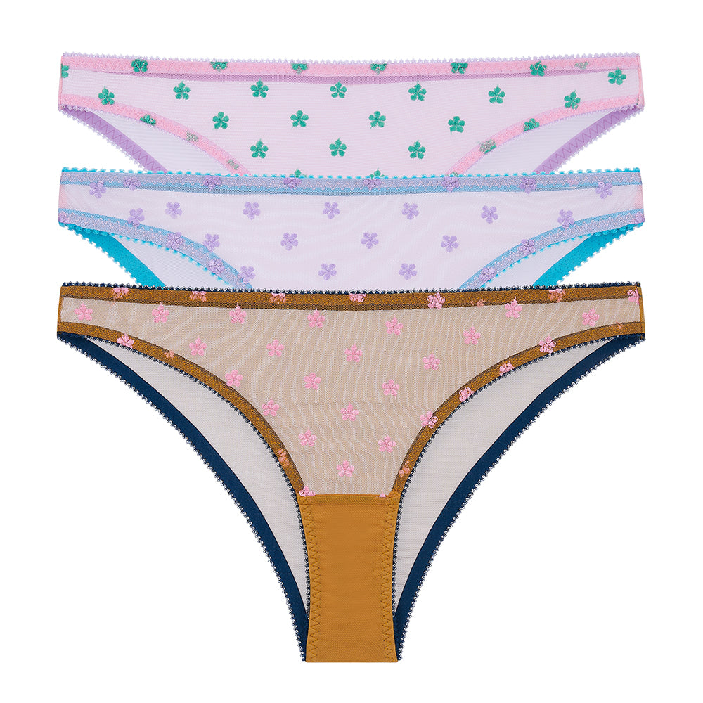 Daisy Embroidery Knicker Trio