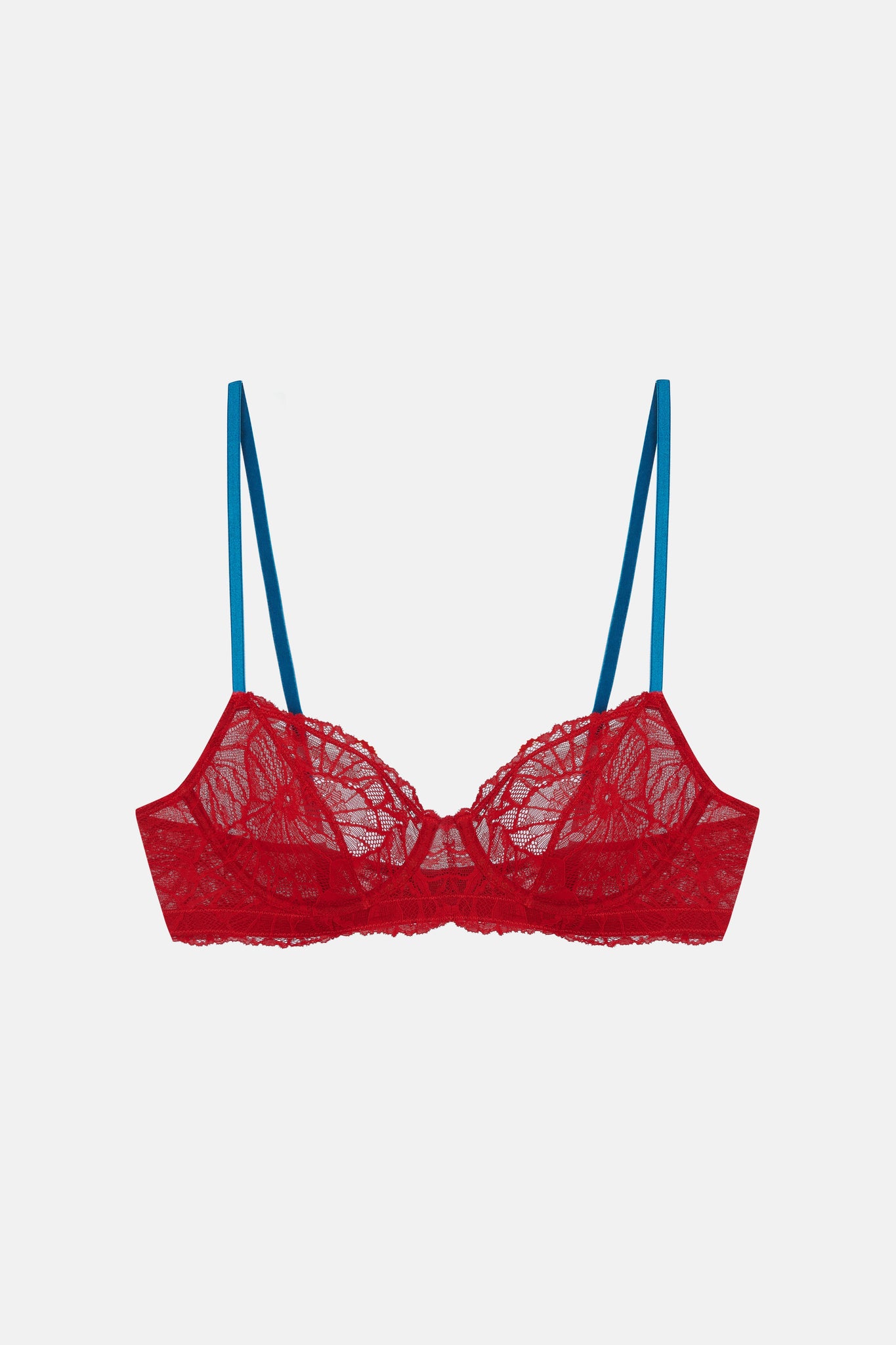 Snake Lace Strapless Bra in Red