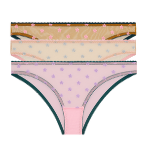 Daisy Embroidery Knicker Trio