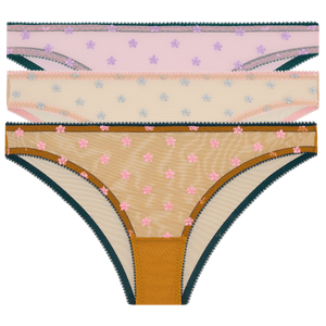 Daisy Embroidery Knicker Trio