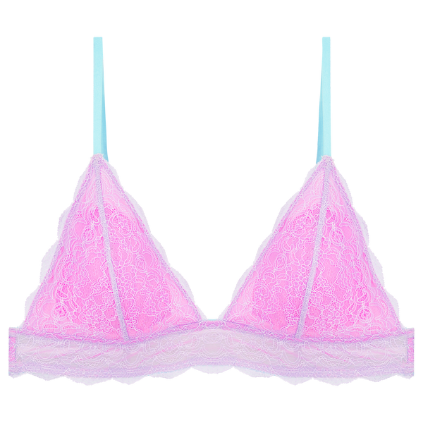 Sascha Pink Ombre Tulle Bralette, Longline Triangle Bra Top, Wire