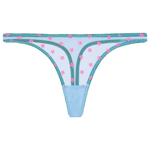 Sage Embroidered Thong