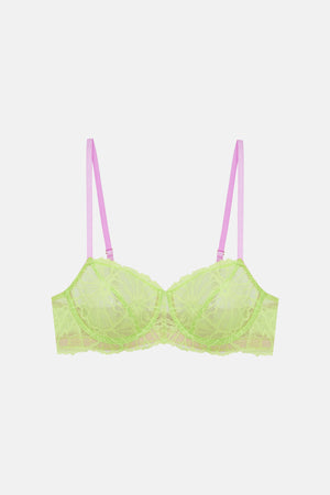 Pink Victoria Secret Lime Green 32D underwire Lace Bra 