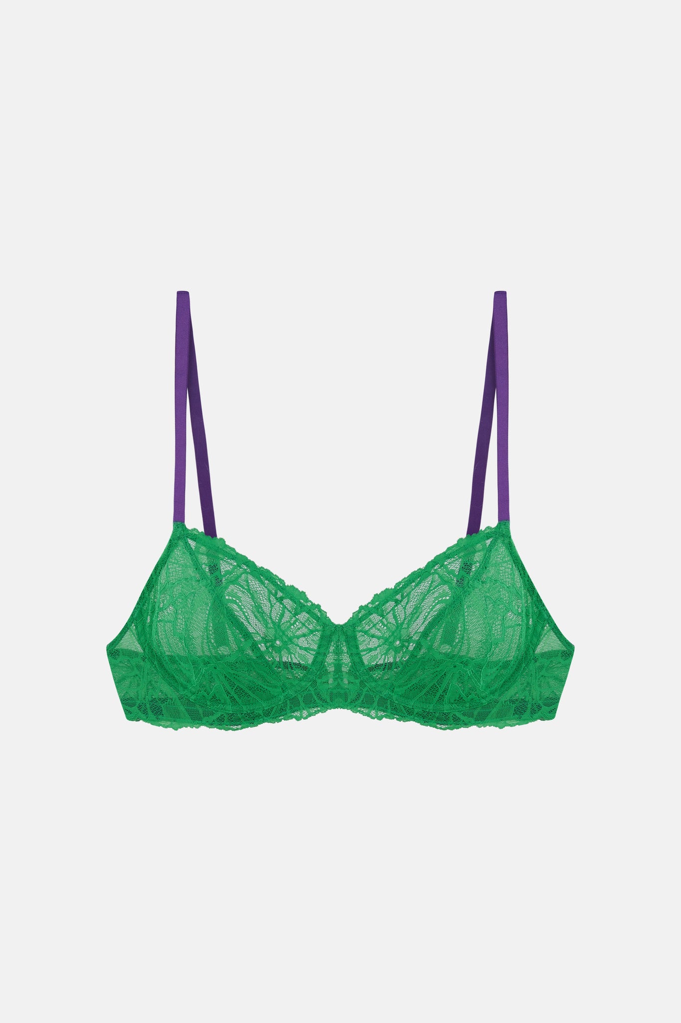 Rainbow Shops Womens Plus Size Scalloped Trim Lace Balconette Bra, Converts to Strapless, Green, Size 38D